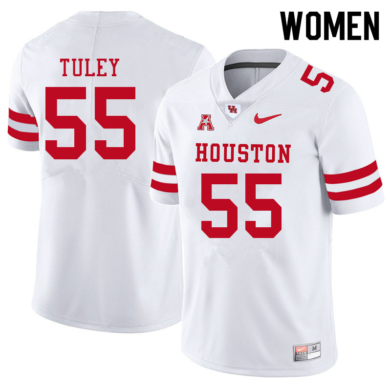 Women #55 Cavan Tuley Houston Cougars College Football Jerseys Sale-White